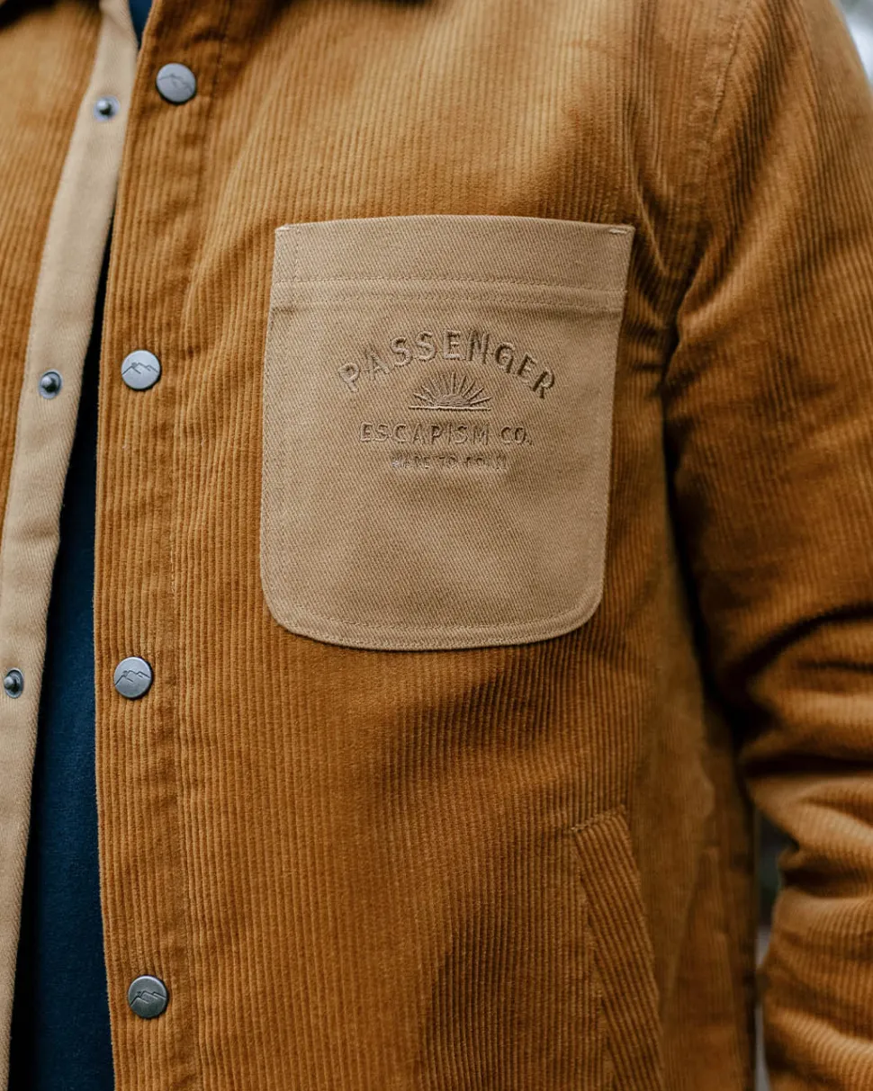 Online Passenger Kodiak Sherpa Lined Cord Overshirt Golden Brown