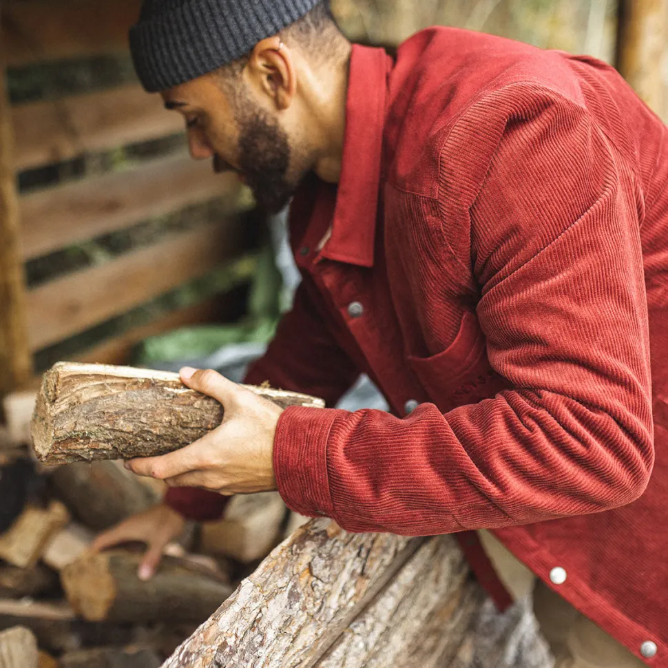 Best Passenger Kodiak Sherpa Lined Cord Overshirt Russet Brown