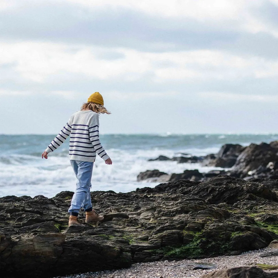 Shop Passenger Lakewood Knitted Jumper Off White Stripe