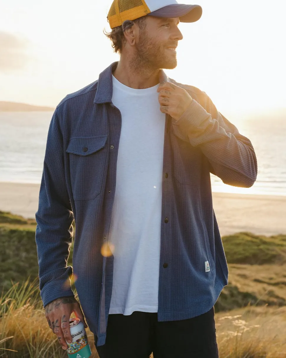 Hot Passenger Maple Grid Polar Fleece Shirt Dark Denim