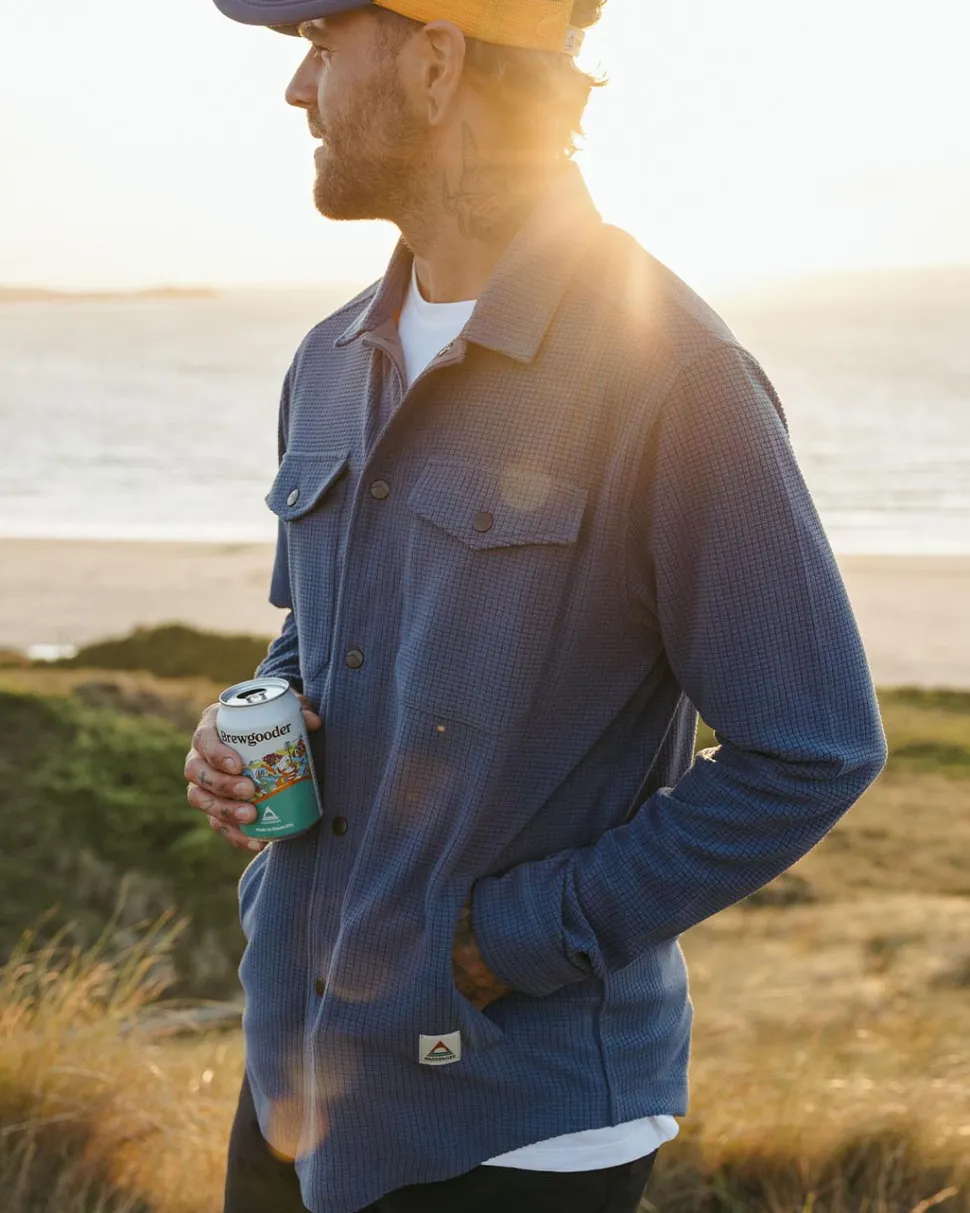 Hot Passenger Maple Grid Polar Fleece Shirt Dark Denim