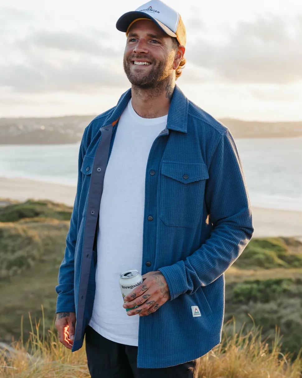 Hot Passenger Maple Grid Polar Fleece Shirt Dark Denim