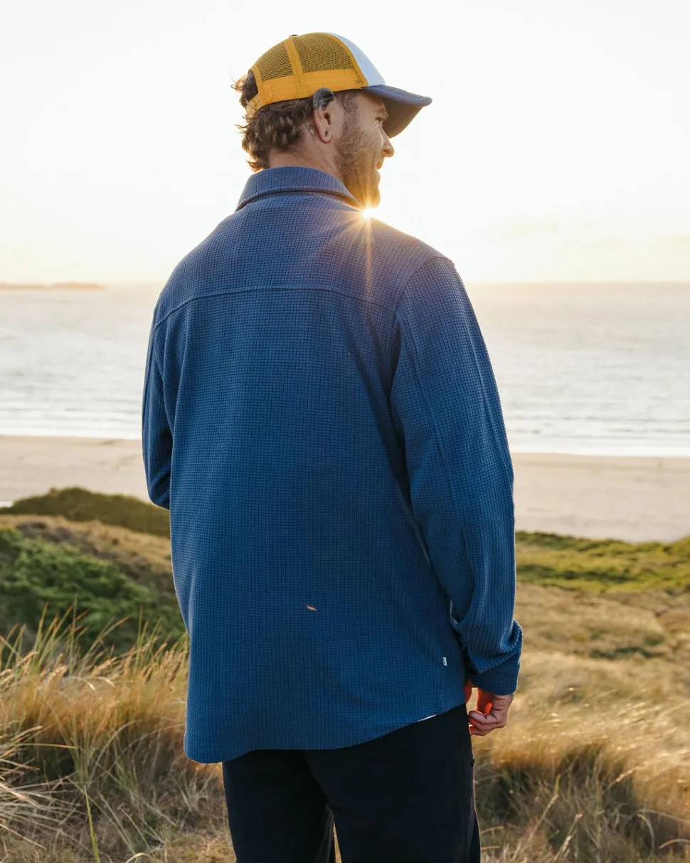 Hot Passenger Maple Grid Polar Fleece Shirt Dark Denim