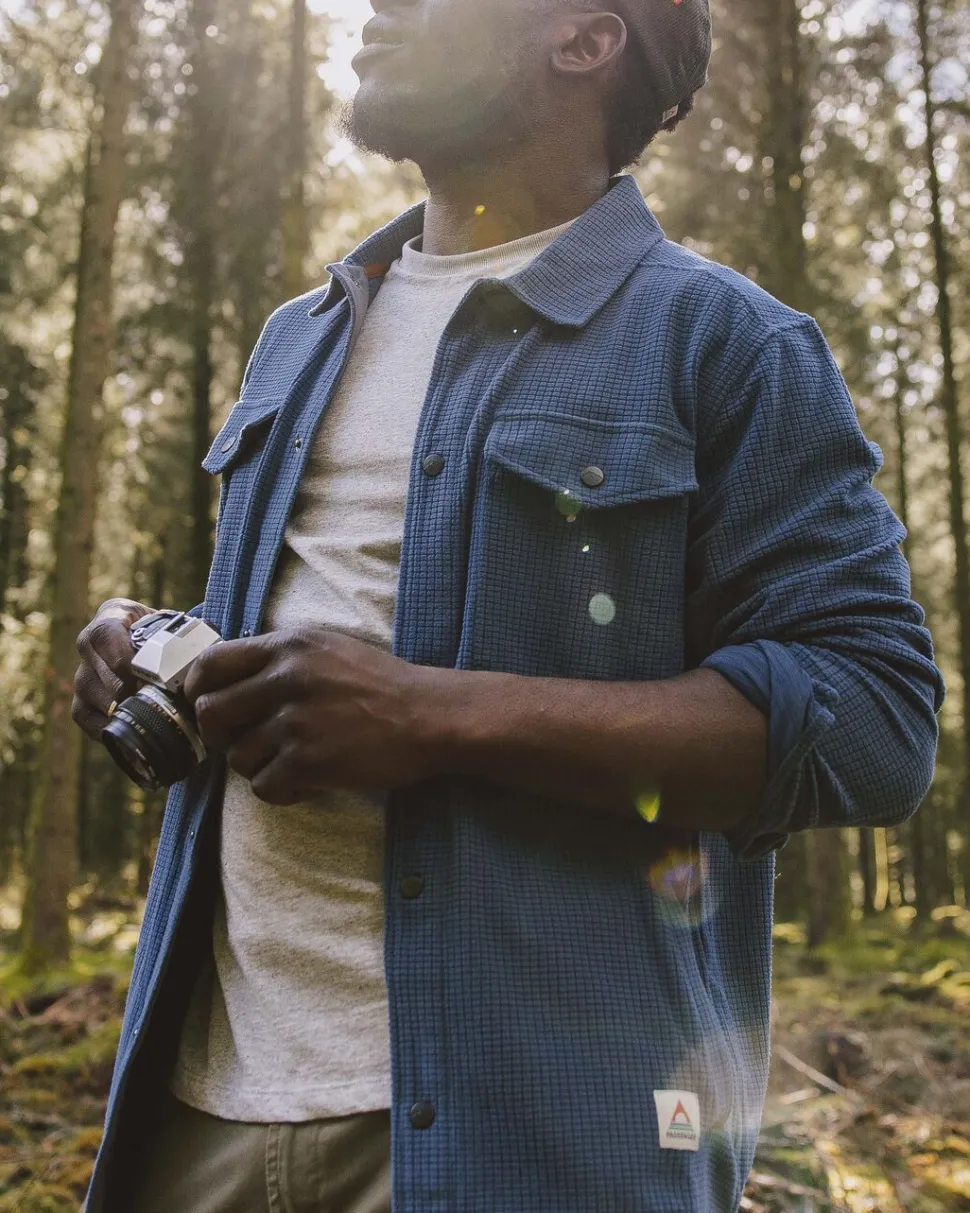 Hot Passenger Maple Grid Polar Fleece Shirt Dark Denim