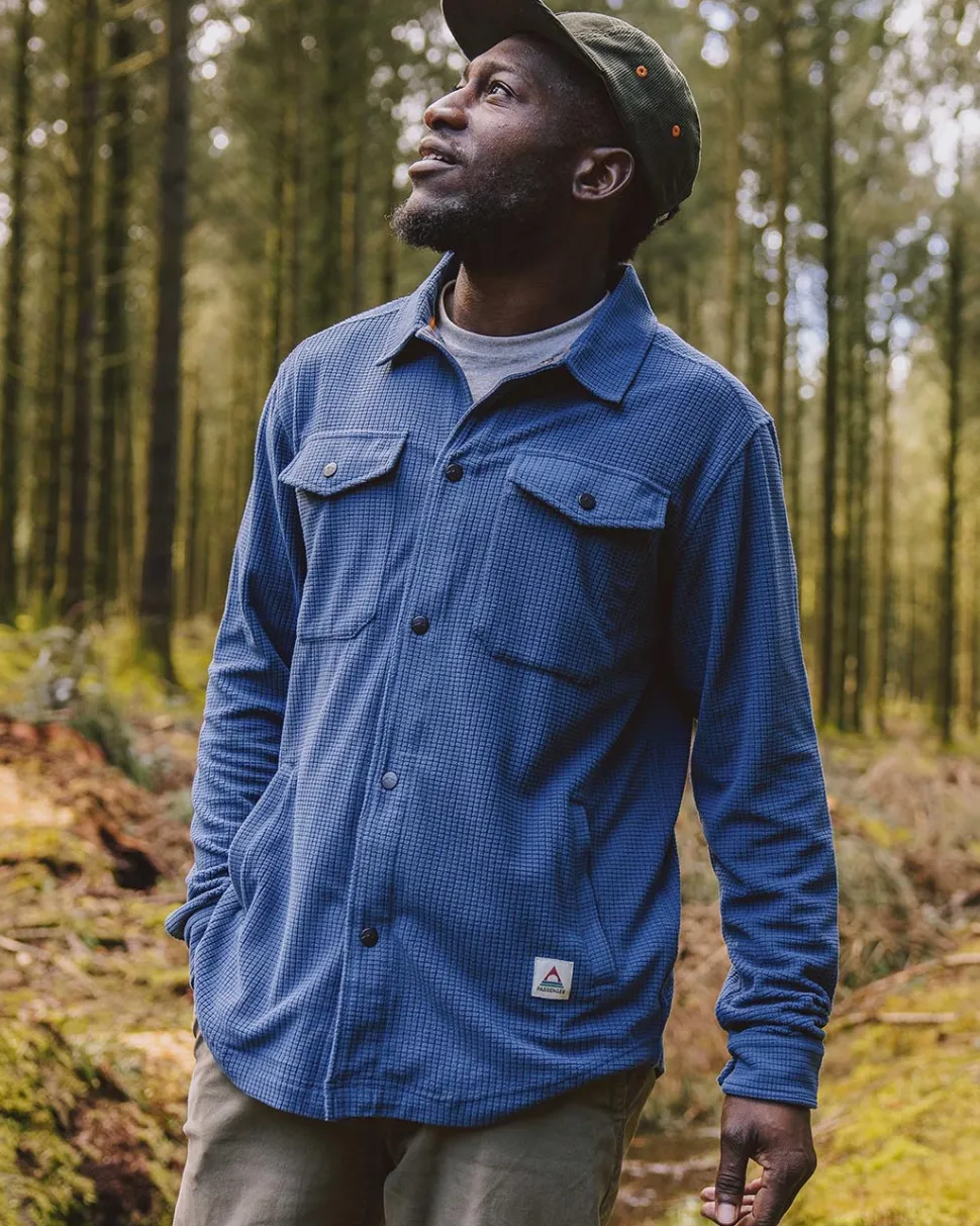 Hot Passenger Maple Grid Polar Fleece Shirt Dark Denim