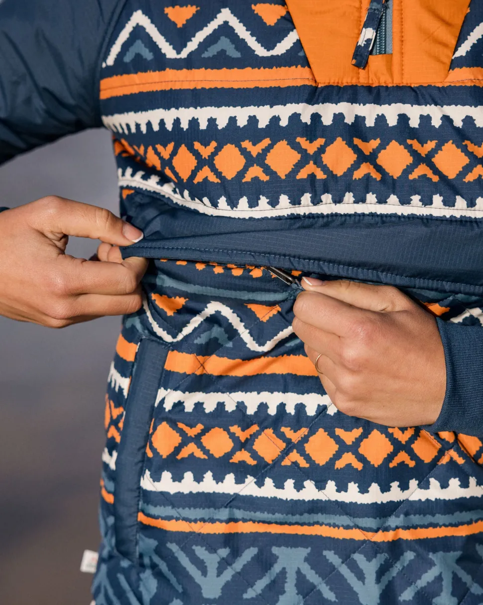 Fashion Passenger Ocean Recycled Insulated 1/2 Zip Jacket Homespun Stripe Navy