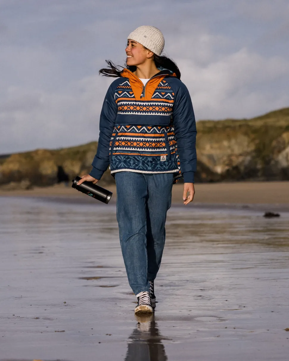 Fashion Passenger Ocean Recycled Insulated 1/2 Zip Jacket Homespun Stripe Navy