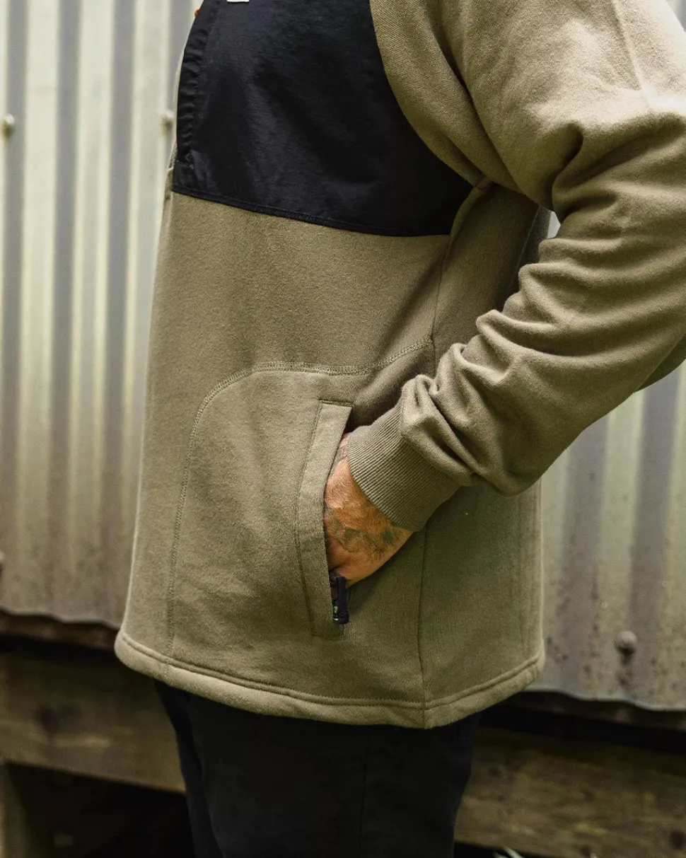 Hot Passenger Offgrid 1/4 Zip Recycled Cotton Sweatshirt Dusty Olive