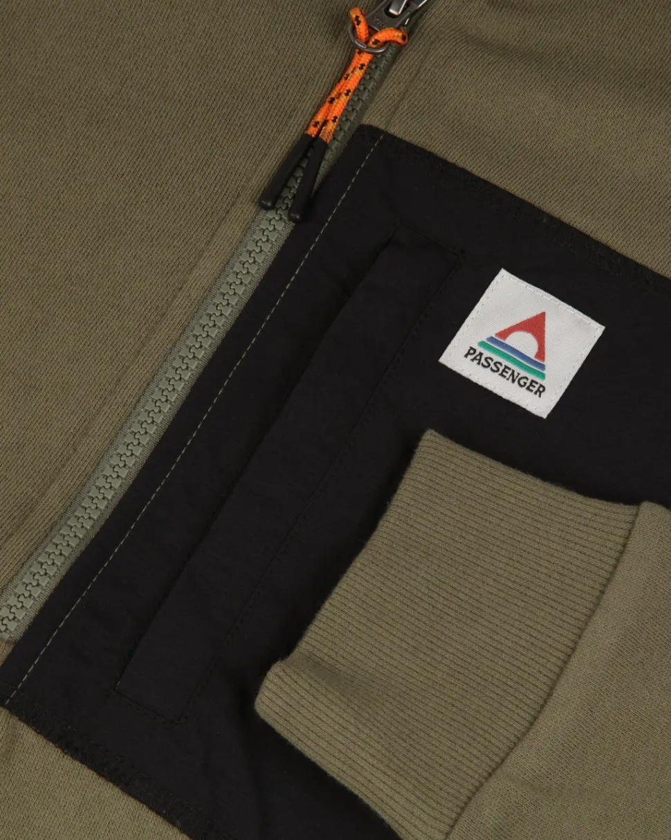 Hot Passenger Offgrid 1/4 Zip Recycled Cotton Sweatshirt Dusty Olive