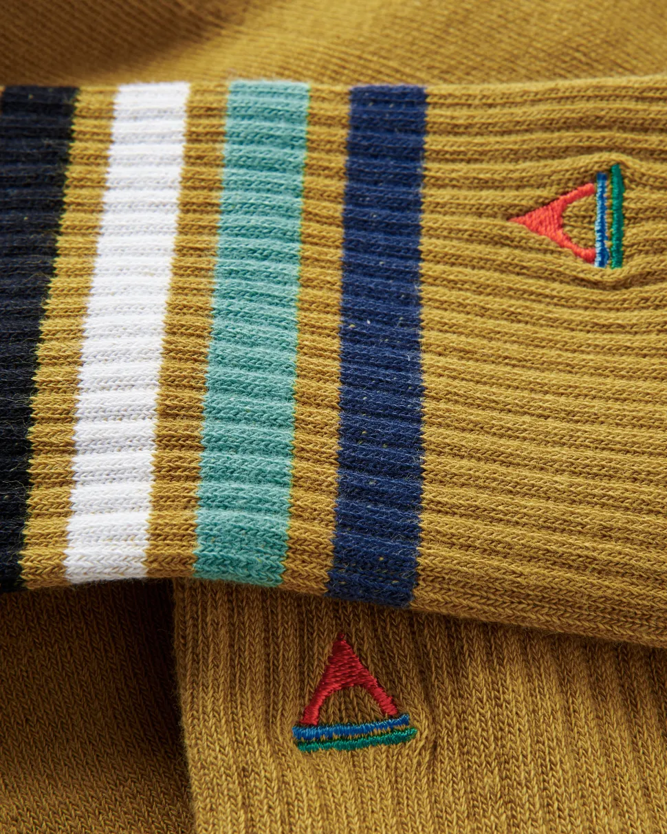 Sale Floris van Bommel Organic Midweight Crew Socks Mustard Yellow