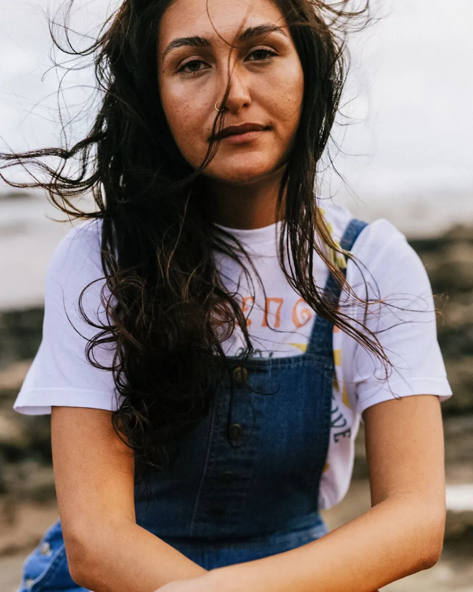 New Passenger Riverside Denim Short Dungarees Washed Denim