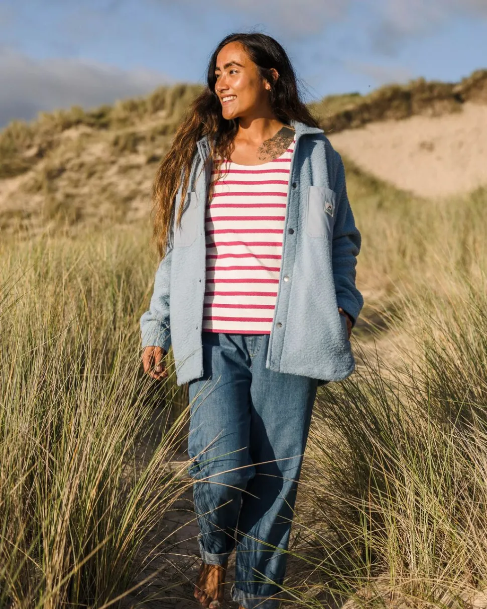 Cheap Passenger Sage Stripe Vest Fuchsia