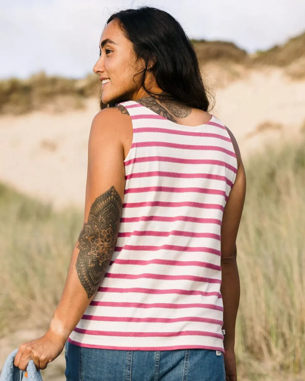 Cheap Passenger Sage Stripe Vest Fuchsia