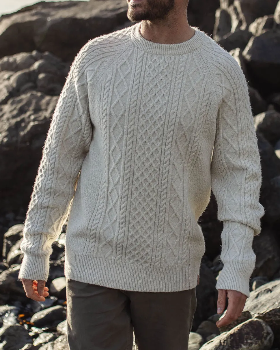 Shop Passenger Sandbar Cable Knitted Jumper Off White