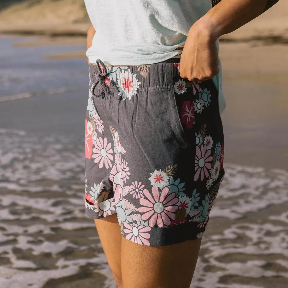 Cheap Passenger Santosa Shorts Black Flower Burst