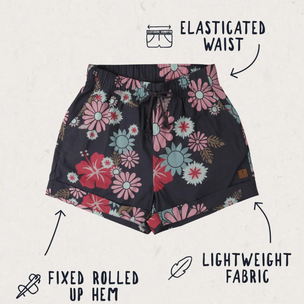 Cheap Passenger Santosa Shorts Black Flower Burst