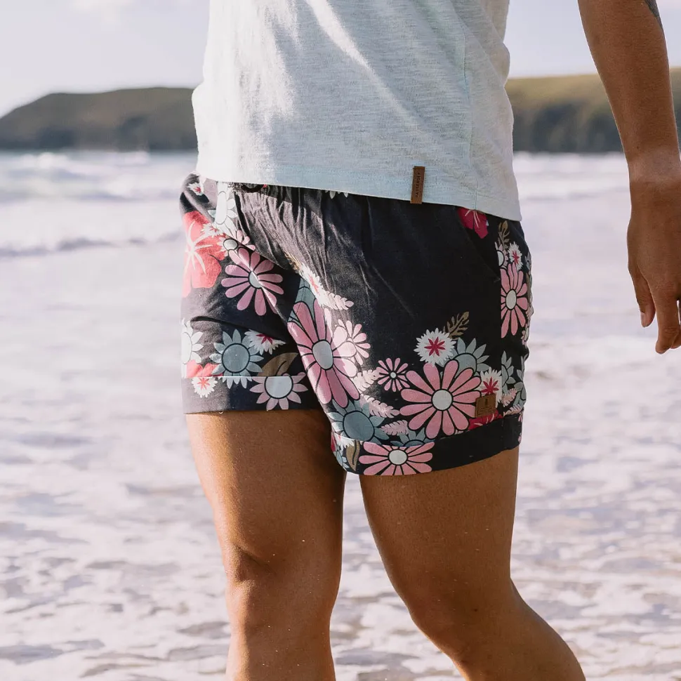 Cheap Passenger Santosa Shorts Black Flower Burst