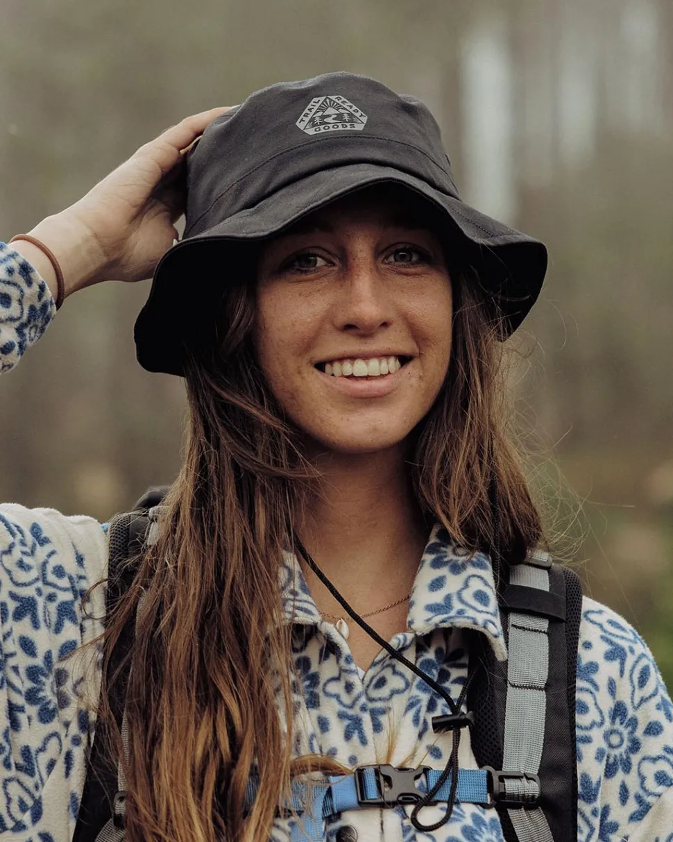 New Floris van Bommel Shaded Organic Bucket Hat Black