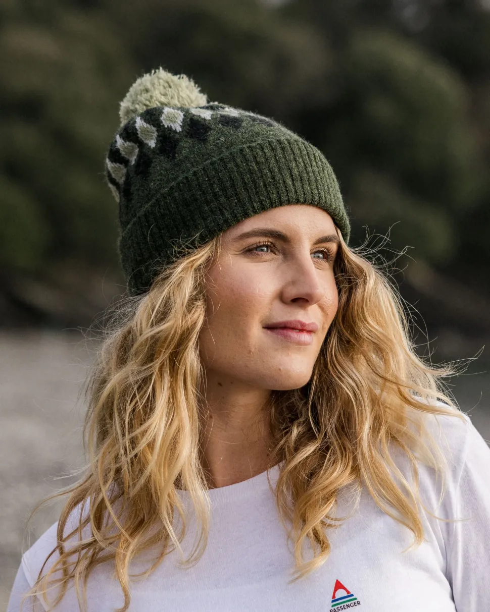 Cheap Passenger Snowdrop Recycled Bobble Hat Khaki