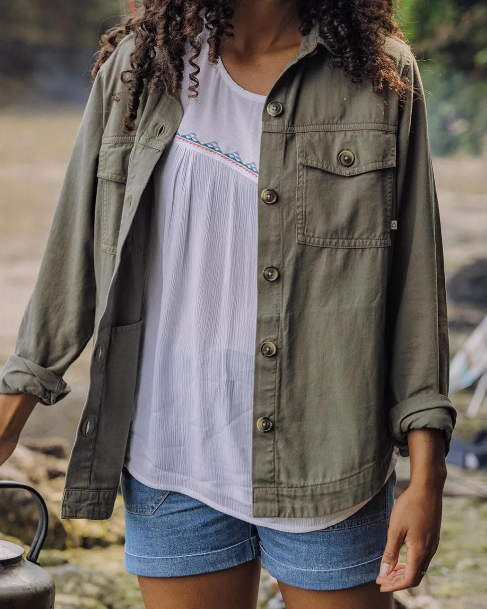 Cheap Passenger Stardust Organic Cotton Ls Shirt Dusty Olive