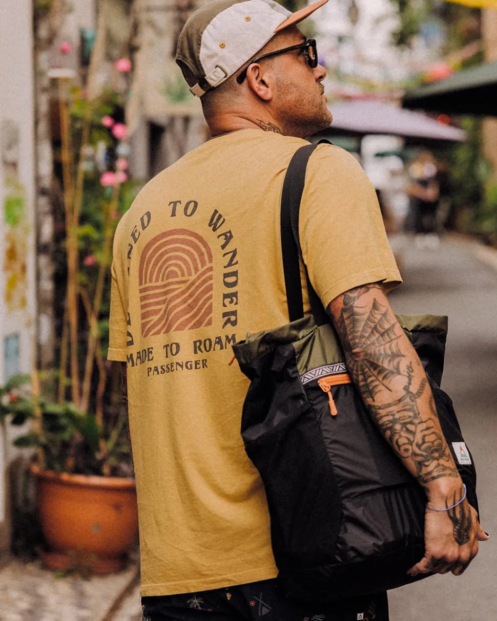 Clearance Passenger Sundown Recycled Cotton T-Shirt Mustard Gold