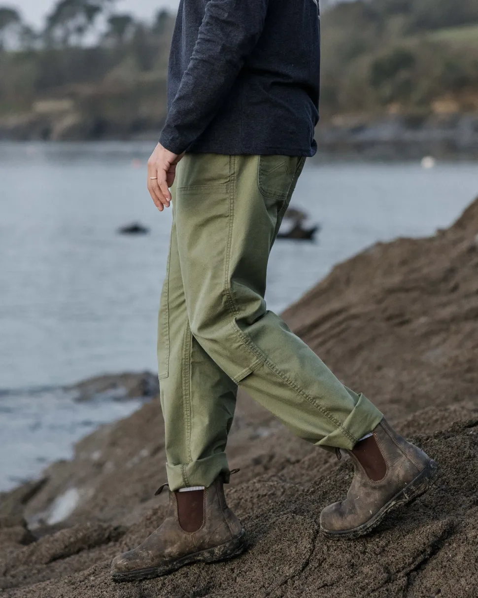 Shop Floris van Bommel Vantage Organic Cotton Canvas Trouser Khaki