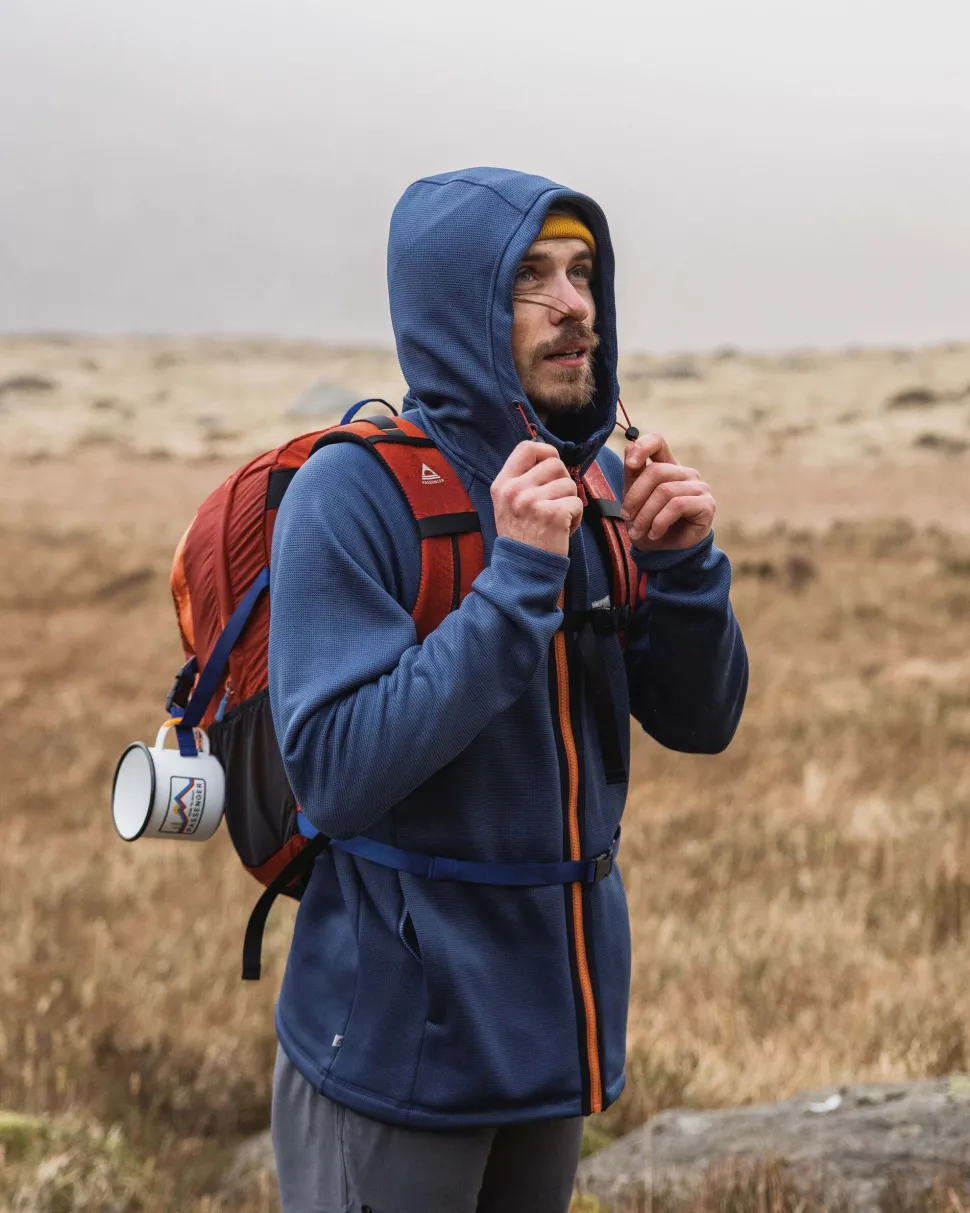 Shop Passenger Vertical Full Zip Hooded Recycled Fleece Dark Denim