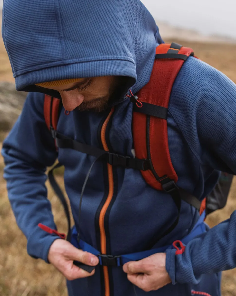 Shop Passenger Vertical Full Zip Hooded Recycled Fleece Dark Denim