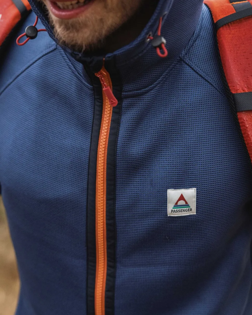 Shop Passenger Vertical Full Zip Hooded Recycled Fleece Dark Denim