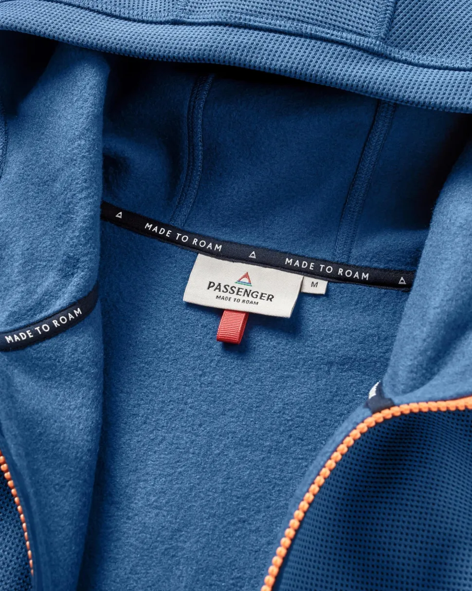 Shop Passenger Vertical Full Zip Hooded Recycled Fleece Dark Denim