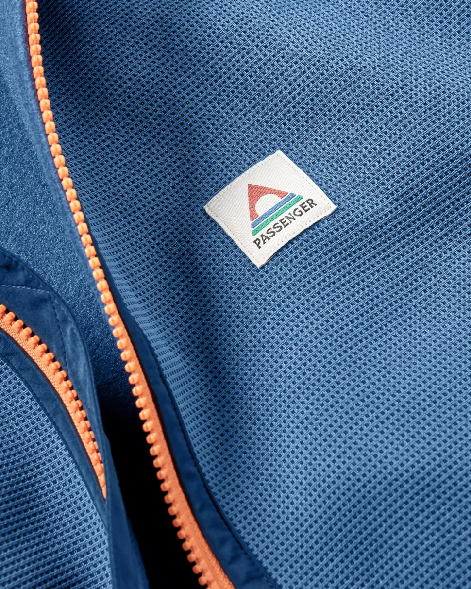 Shop Passenger Vertical Full Zip Hooded Recycled Fleece Dark Denim