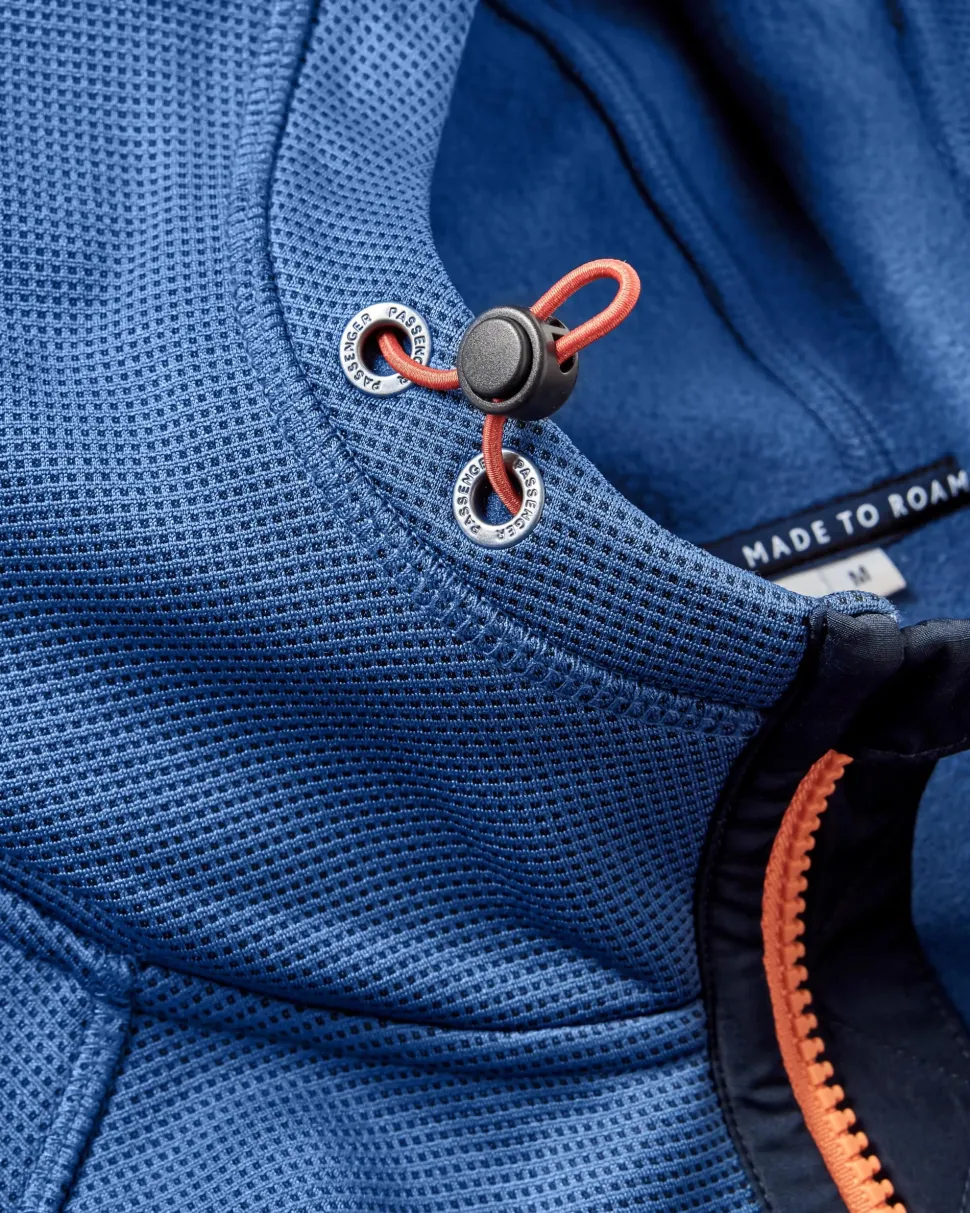 Shop Passenger Vertical Full Zip Hooded Recycled Fleece Dark Denim