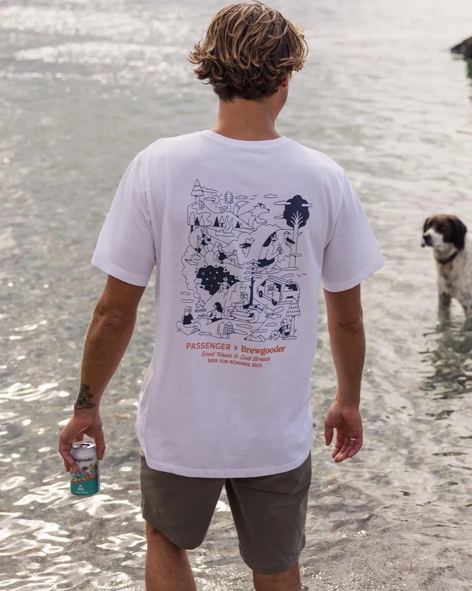 Hot Passenger Views Brews T-Shirt X Brewgooder White