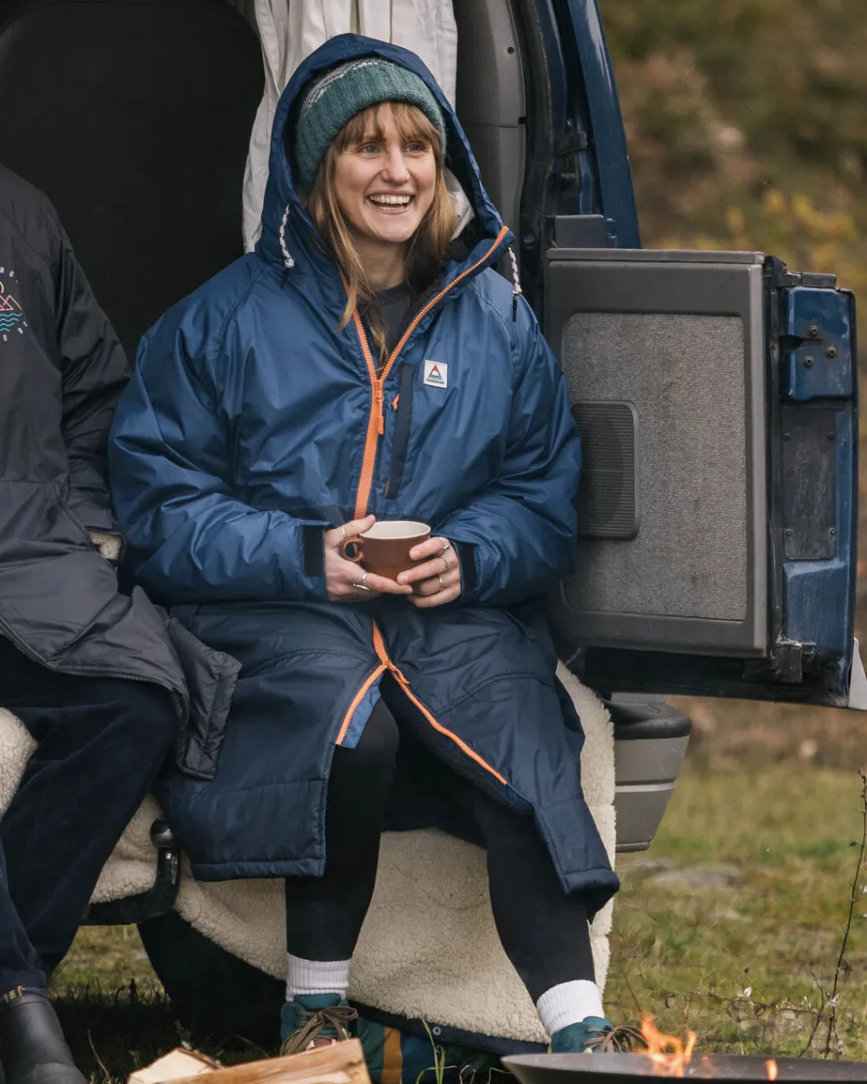 Online Passenger Waves Recycled Sherpa Lined Changing Robe Dark Denim/ Deep Navy